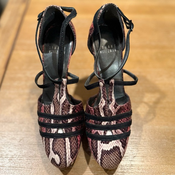 Stuart Weitzman Heritage Vino Serpentex‎ Platform Snakeskin Print Heel Sz 7.5 - Picture 2 of 11